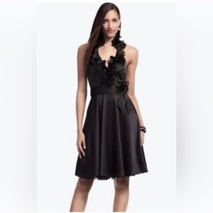 White House Black Market Ruffled Black halter dress Size 00